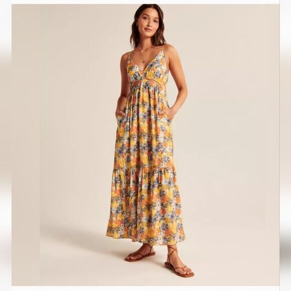 NWT Abercrombie cutout maxi dress floral - Picture 1 of 7